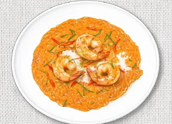 Rode curry met garnalen